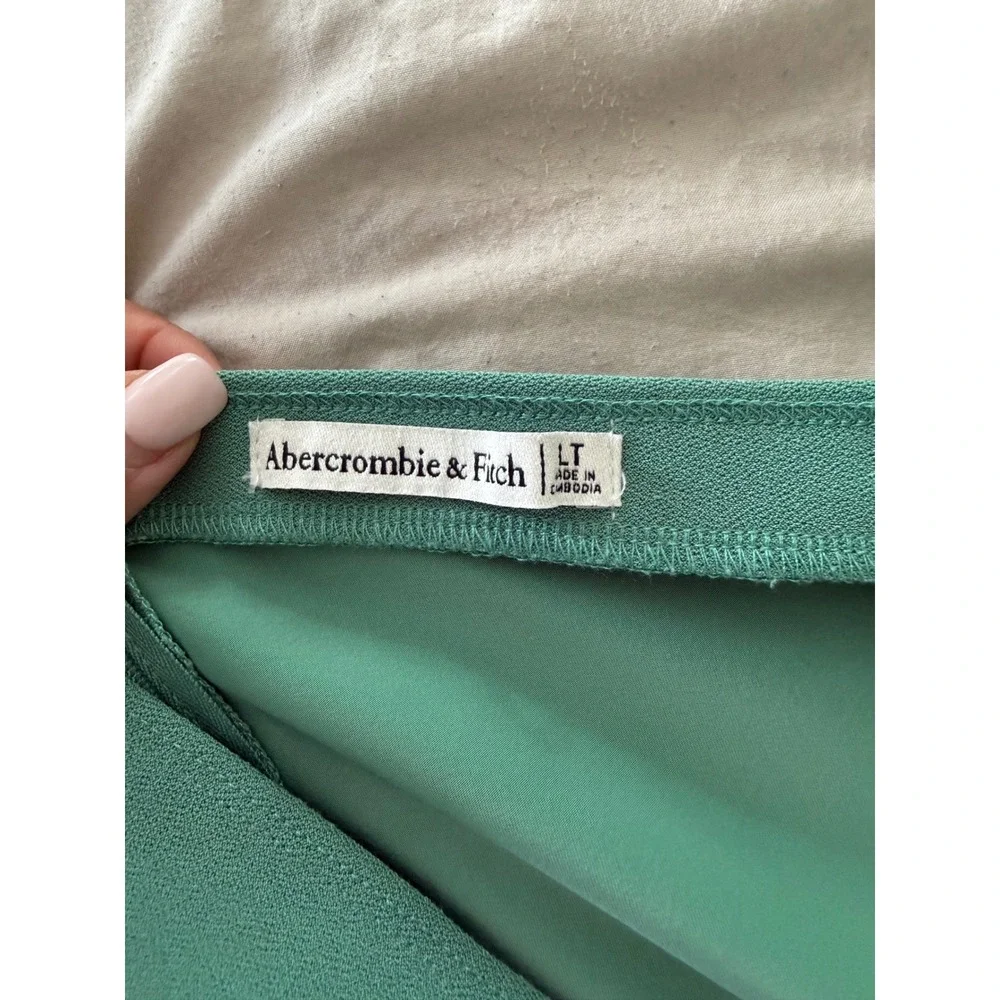 Abercrombie & Fitch Green Halter Maxi Dress Side Slit Formal Size Large Tall